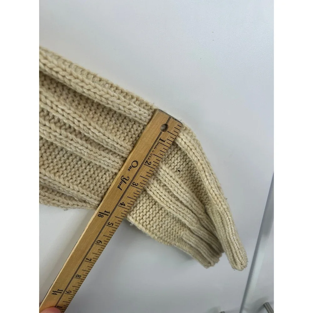 VanCort Cream Cable Knit Sweater Mens Heavy Ribbed Crewneck Pullover Off-White